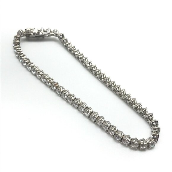 925 Sterling Silver CZ Round Cut Tennis Bracelet - Picture 2 of 5